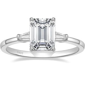 New VERY FINE Slim Gentle 2Cttw Emerald Cut Swarovski 7.96x6.11mm Solitaire Ring